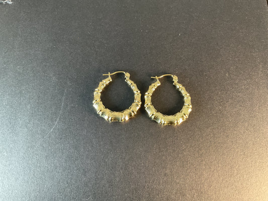 10K GOLD BAMBOO HOOPS 2.2gm $149.00