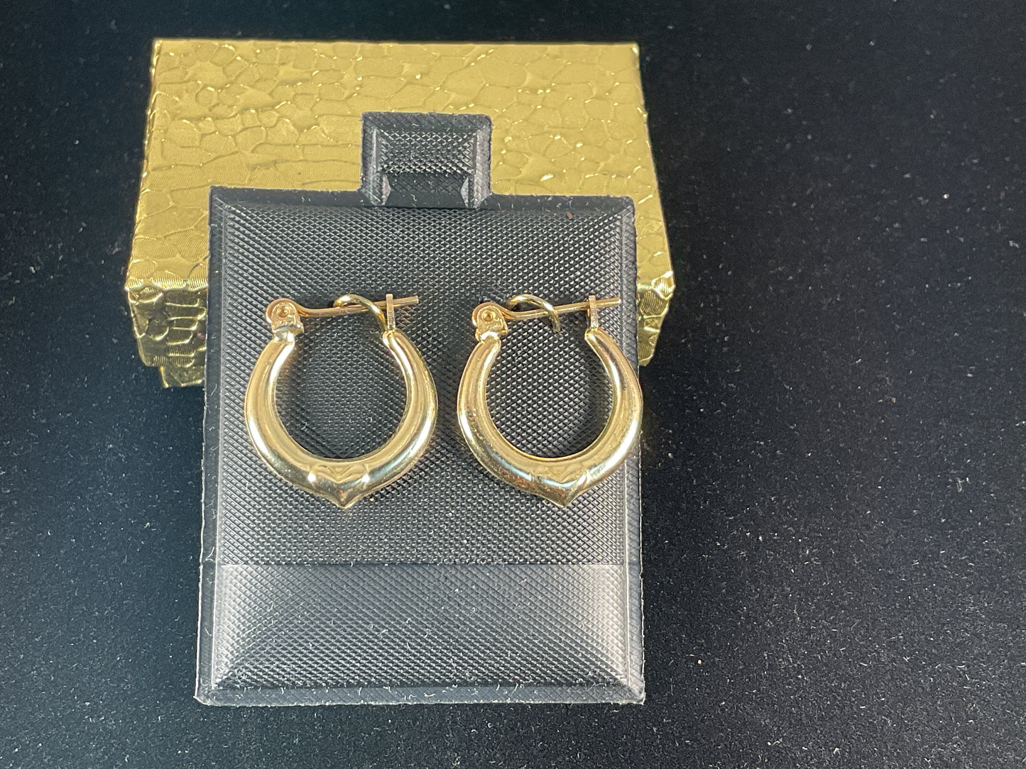 10 K Hoop Earrings with Heart $65