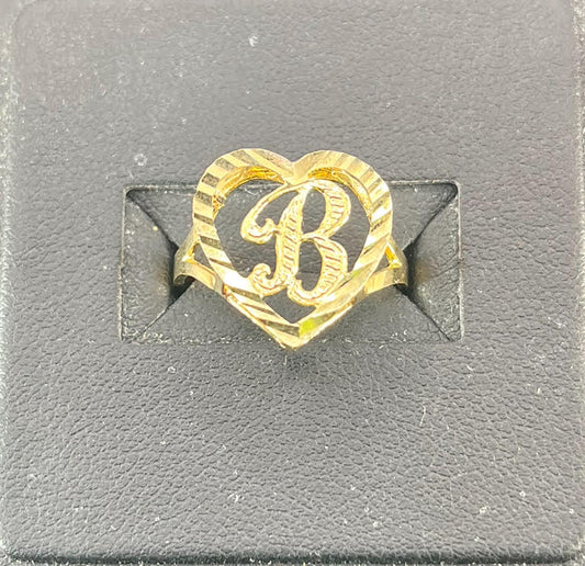 10K Gold Initial Heart Ring